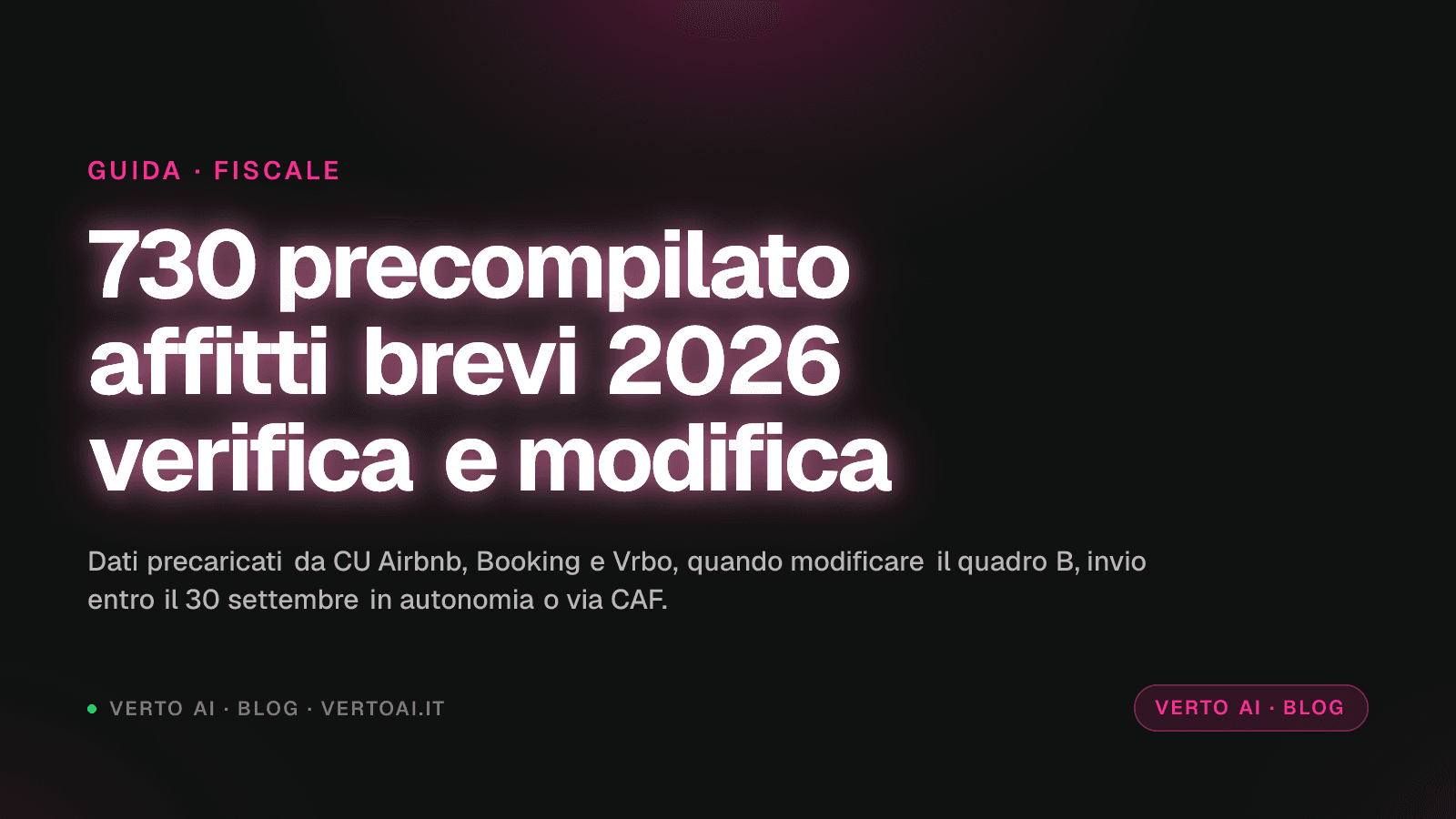 730 precompilato affitti brevi 2026 verifica modifica quadro B