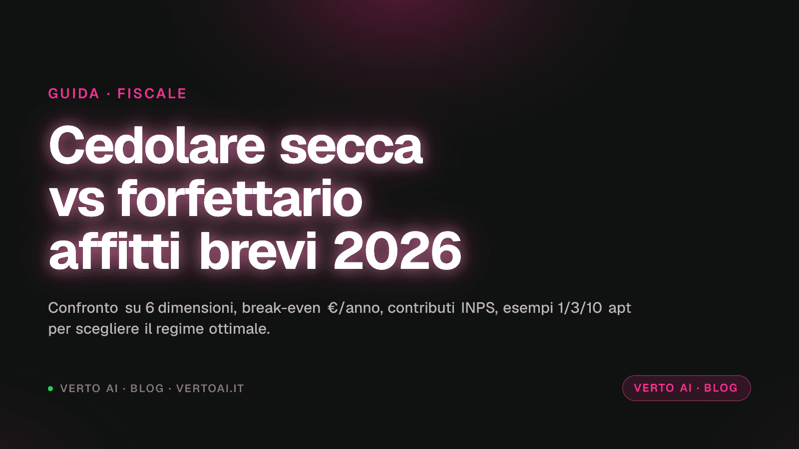 Confronto cedolare secca vs forfettario affitti brevi 2026 aliquote e break-even