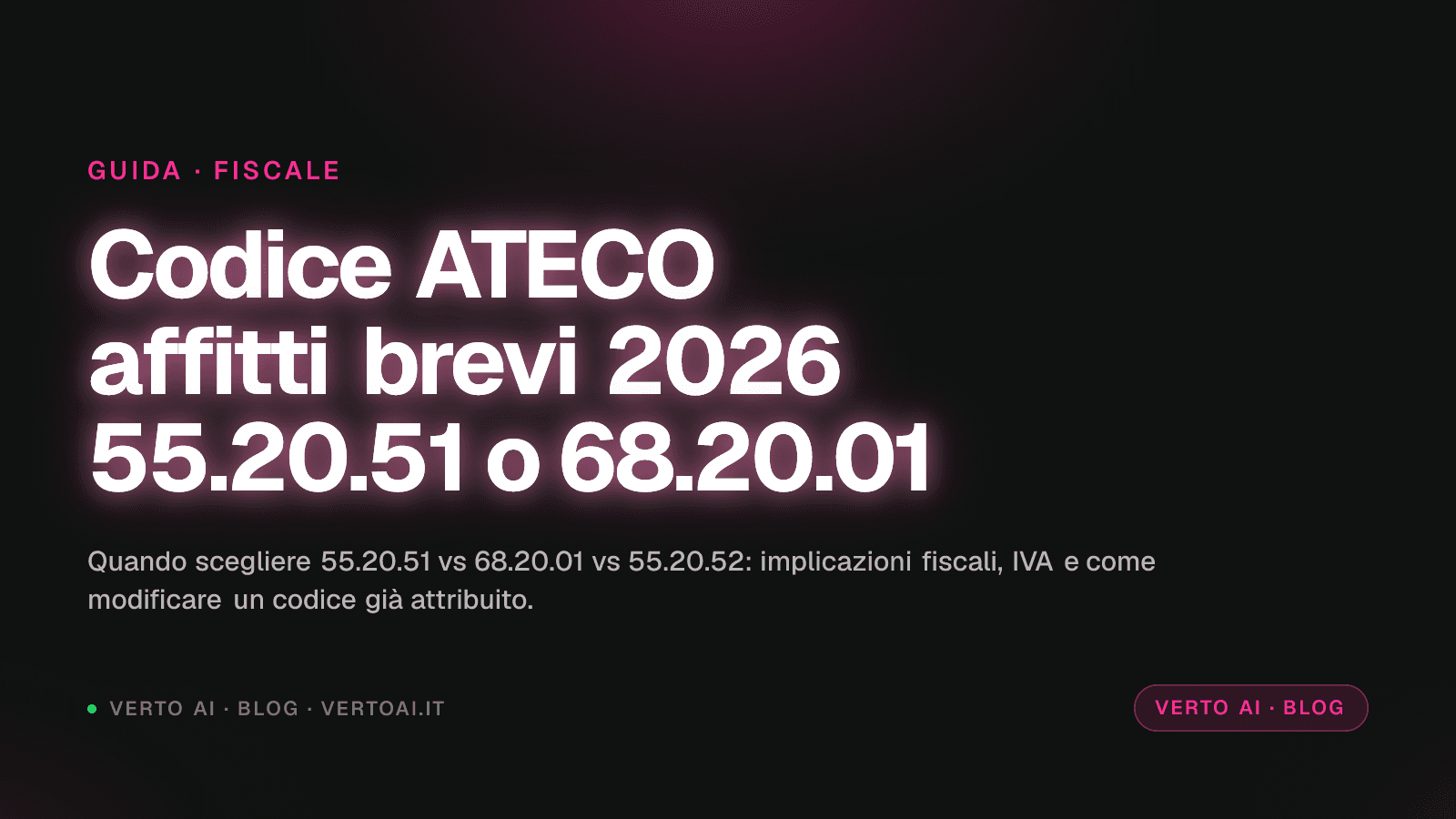 Codice ATECO affitti brevi 2026 confronto 55.20.51 68.20.01