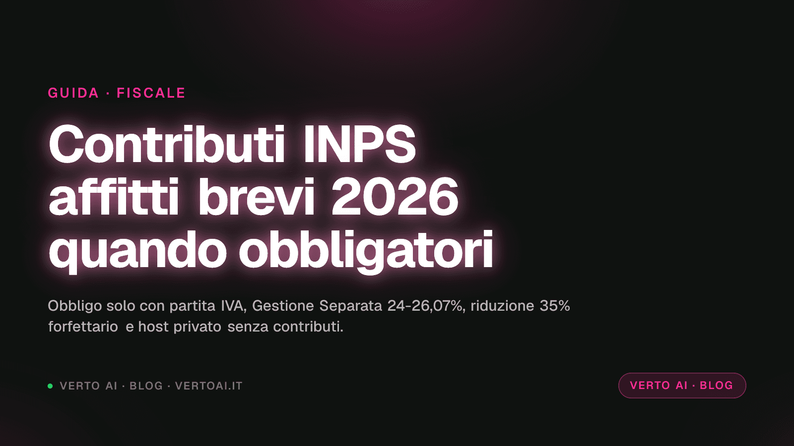 Contributi INPS affitti brevi 2026 gestione separata partita iva