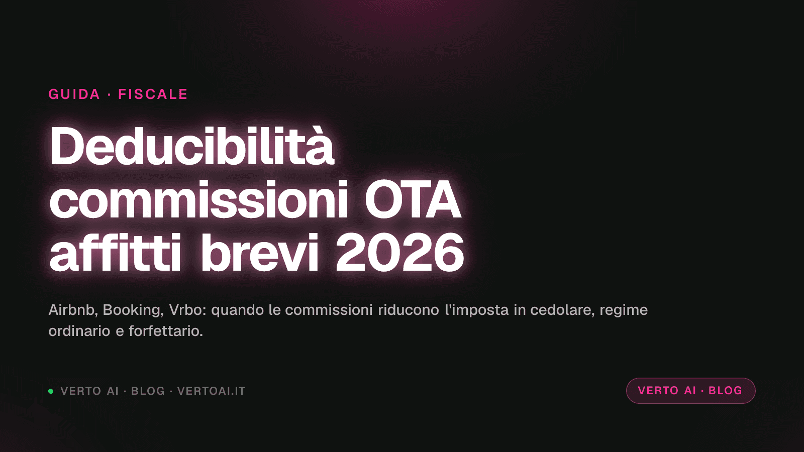 Deducibilità commissioni Airbnb Booking Vrbo affitti brevi cedolare regime ordinario