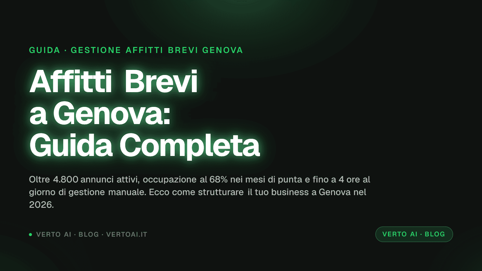 Dashboard gestione affitti brevi Genova su WhatsApp con Verto AI
