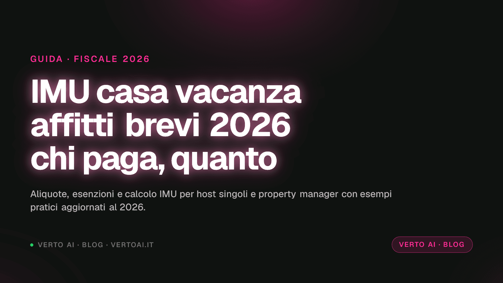 IMU casa vacanza affitti brevi 2026 aliquote e calcolo
