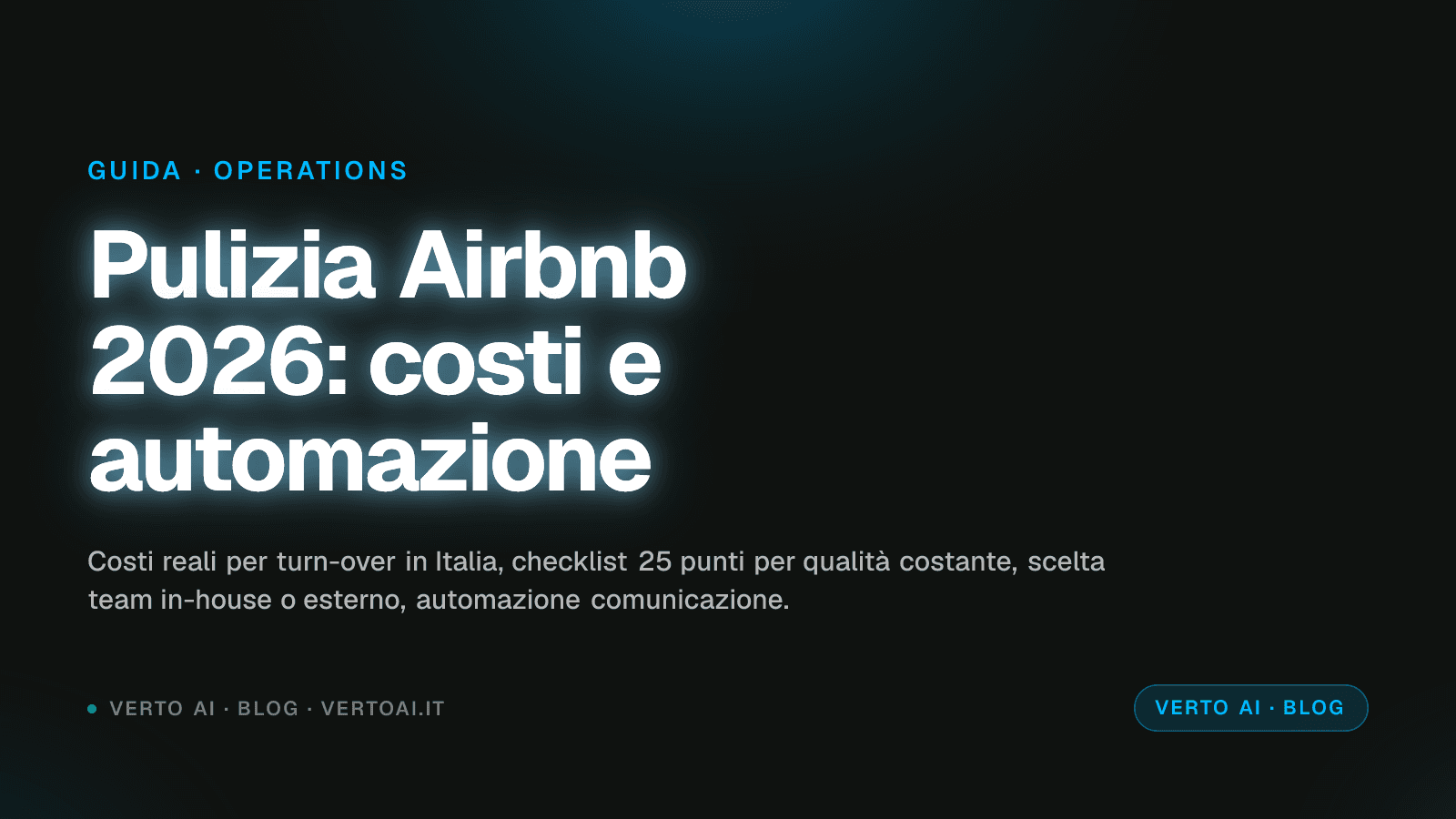 Pulizia Airbnb 2026 costi checklist 25 punti turn-over