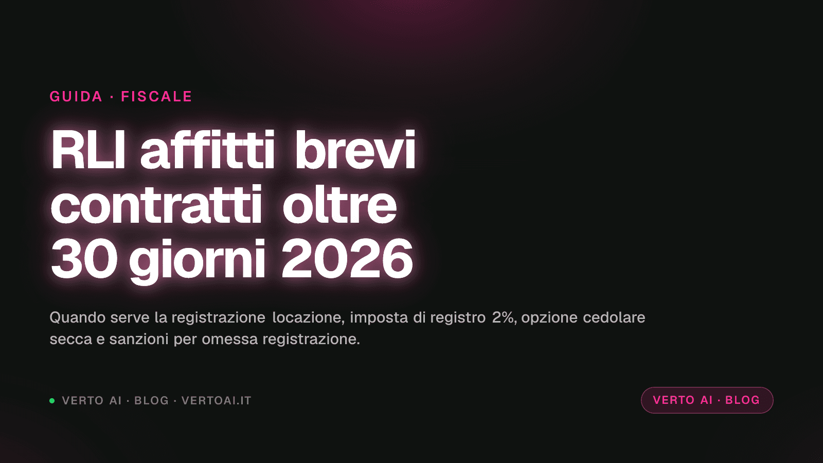 RLI affitti brevi registrazione contratti locazione oltre 30 giorni