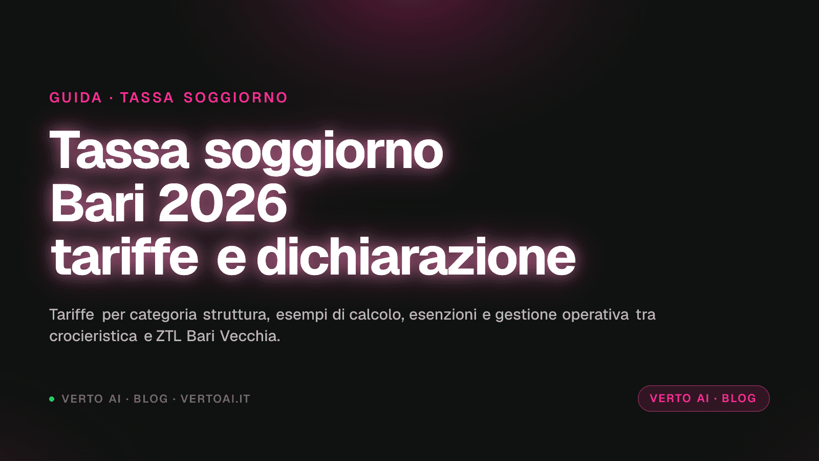 Tassa di soggiorno Bari 2026 tariffe e calcolo