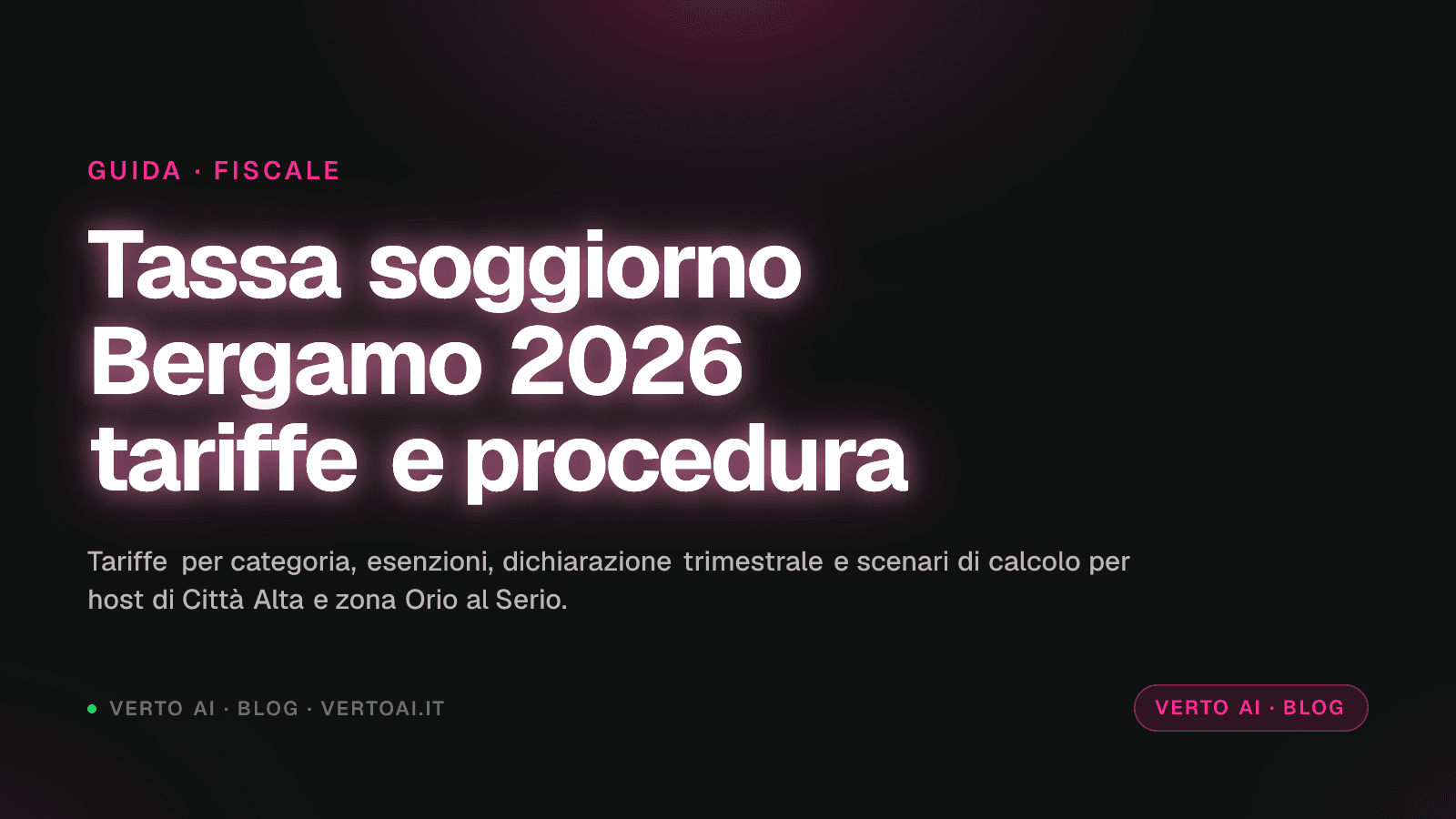Tassa di soggiorno Bergamo 2026 tariffe ufficiali e procedura host