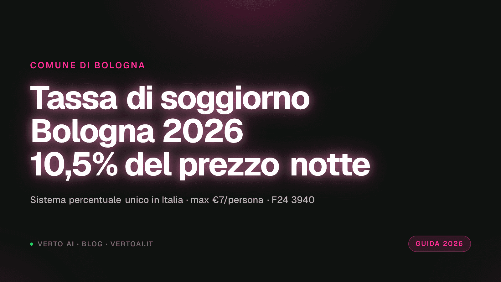 Modello F24 con codice tributo 3940 e silhouette delle Torri di Bologna per tassa di soggiorno