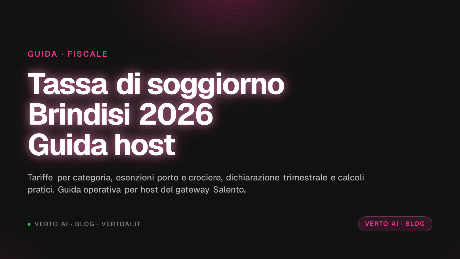 Tassa di soggiorno Brindisi 2026: tariffe, esenzioni, dichiarazione