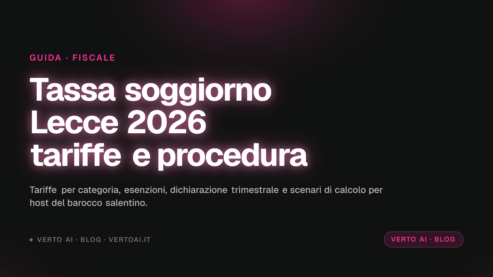 Tassa di soggiorno Lecce 2026 tariffe ufficiali e procedura host