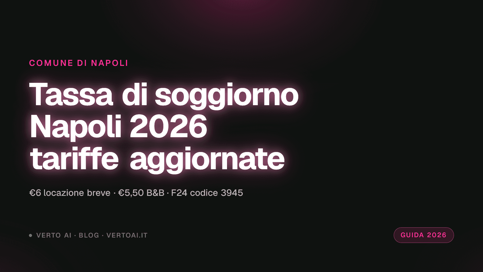 Modello F24 con codice tributo 3945 e silhouette del Vesuvio per tassa di soggiorno Napoli 2026
