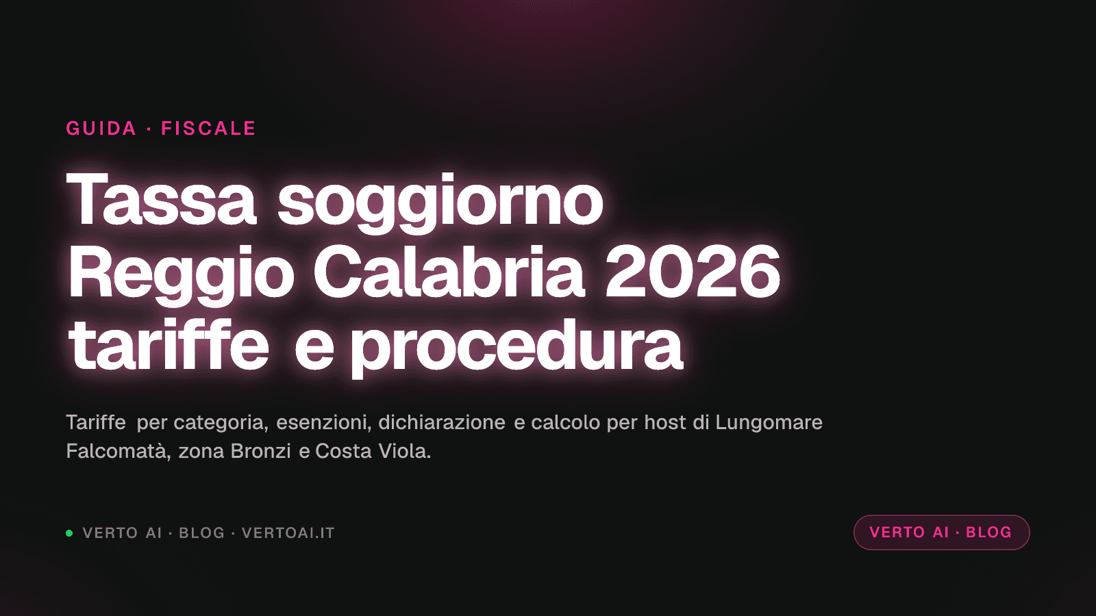 Tassa di soggiorno Reggio Calabria 2026: tariffe, esenzioni, dichiarazione
