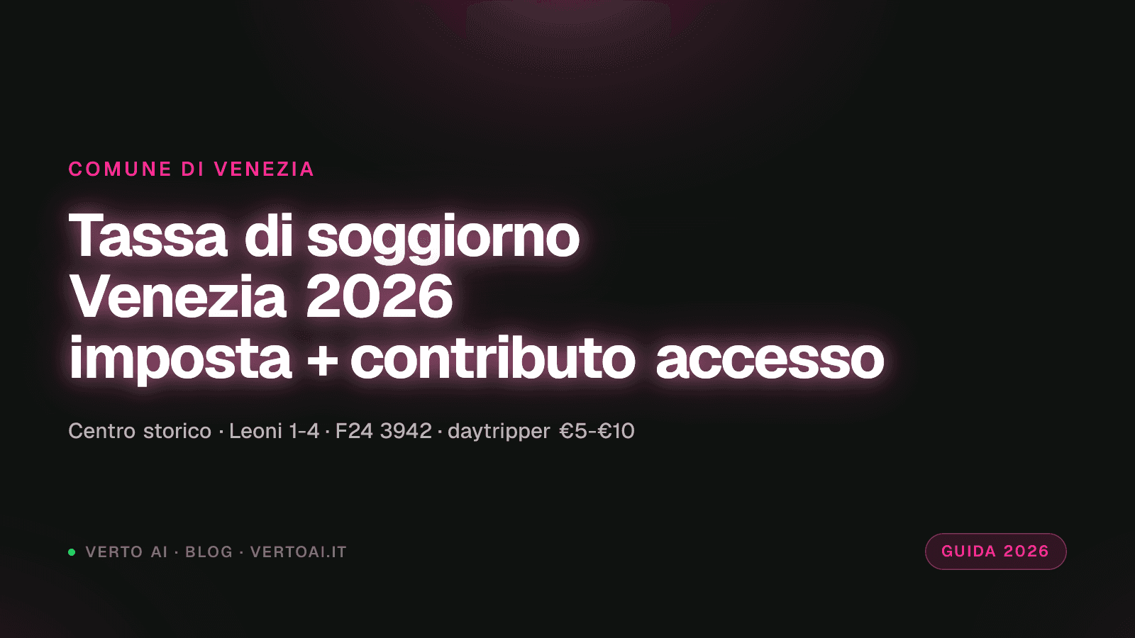 Modello F24 con codice tributo 3942 e silhouette di Venezia per imposta di soggiorno 2026
